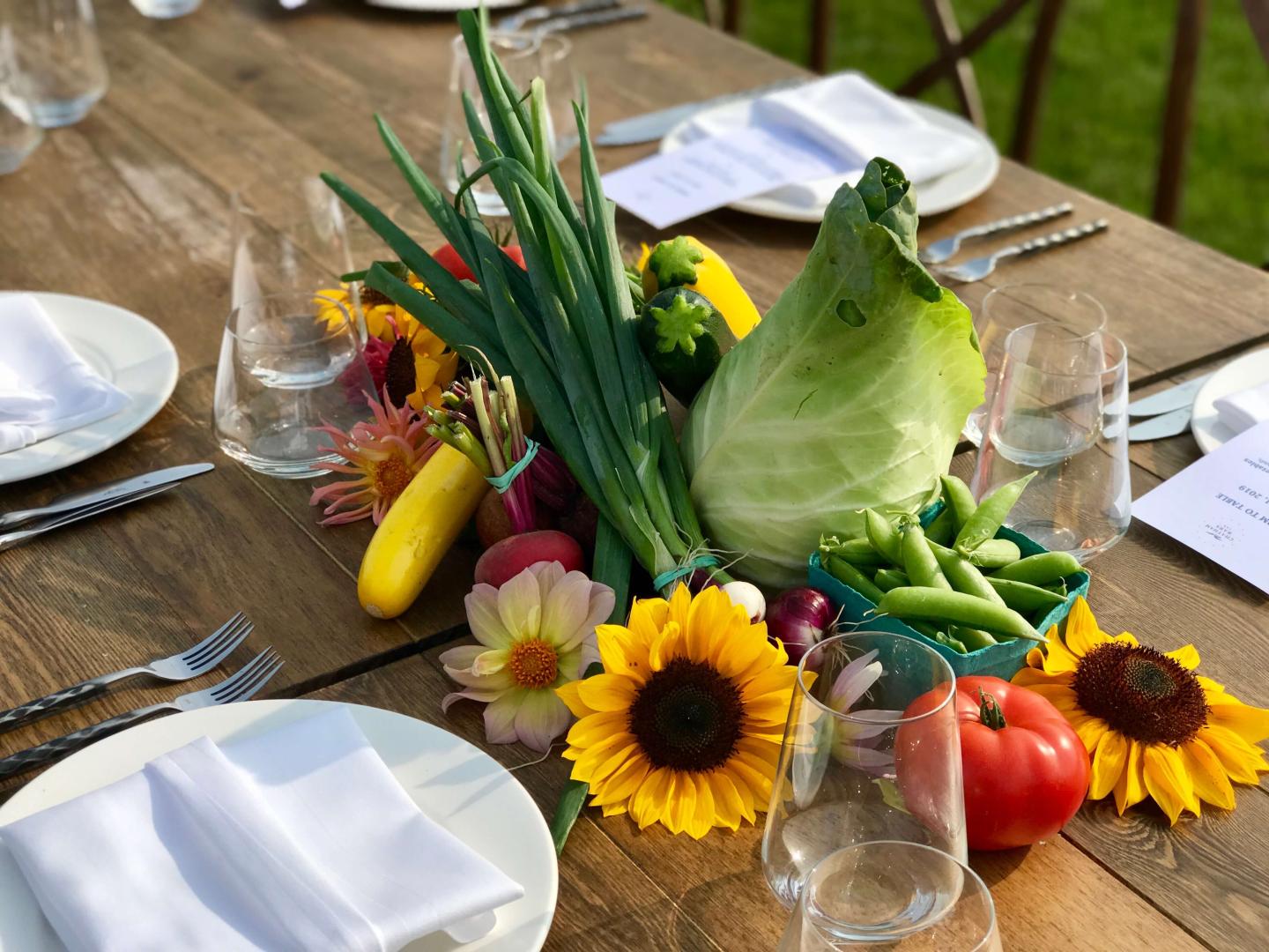 A dining setting on an outdoor table
