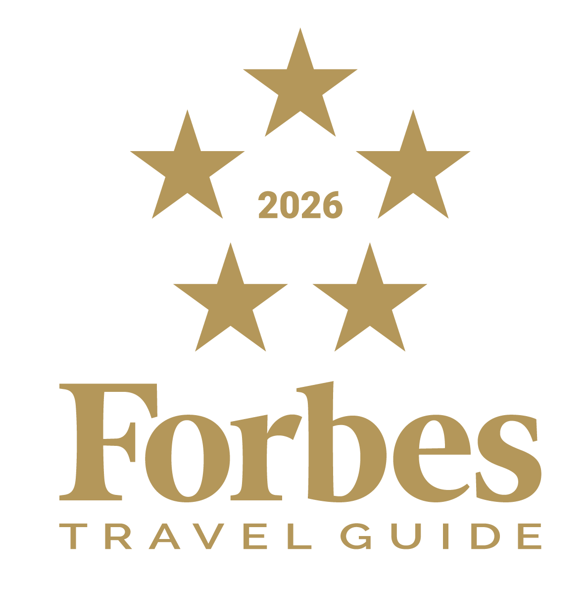 Forbes Travel Guide logo with five gold stars.