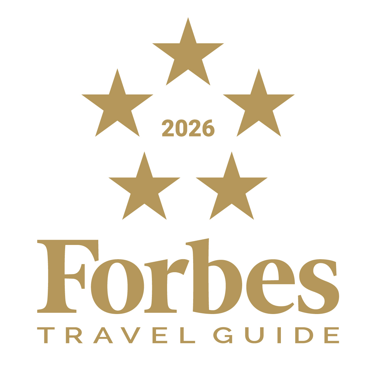 Forbes Travel Guide 2026 logo with five gold stars.