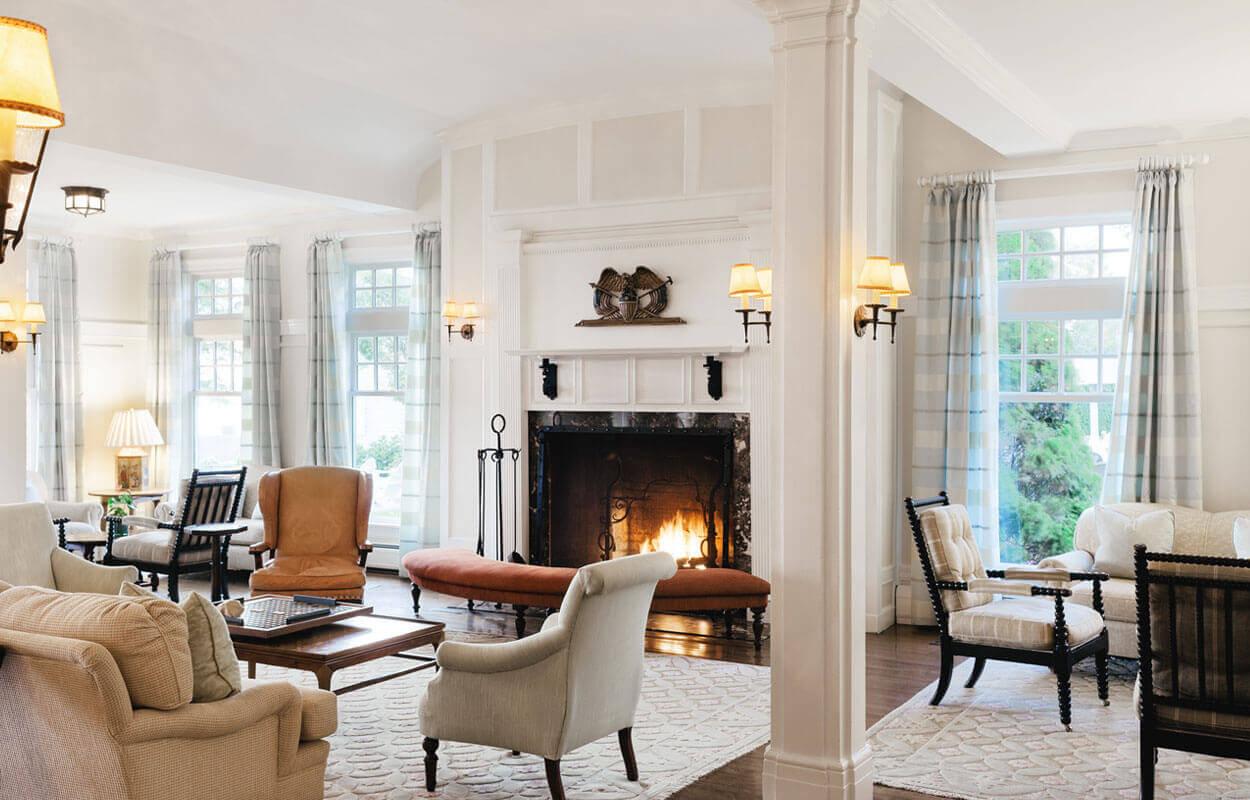 Fire place in a luxurious room