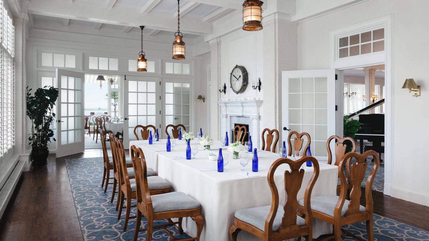 A meeting table in a luxurious room