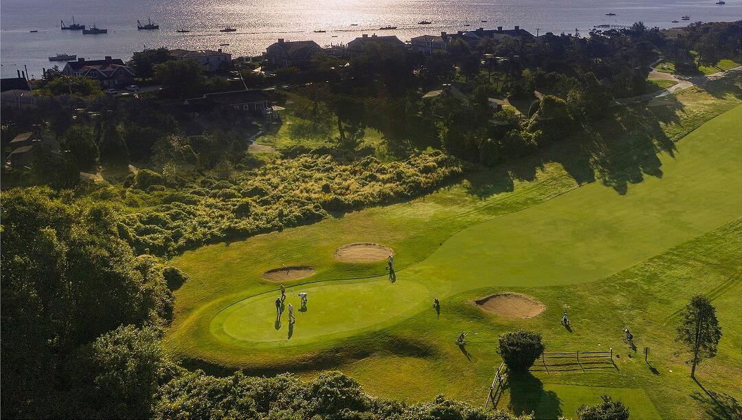 Aerial shot of a golf course