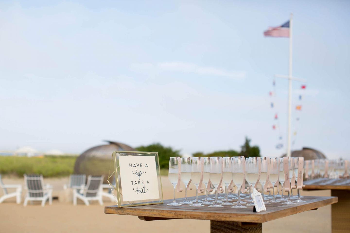 Champagne flutes at a wedding reception