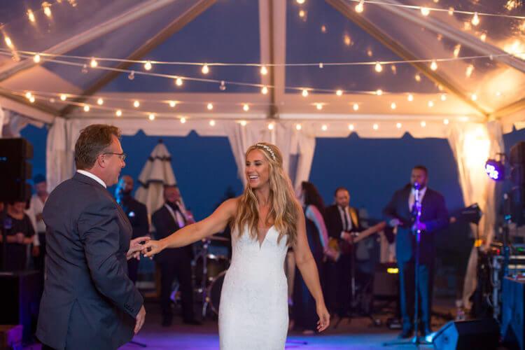 Newly wed couple dancing