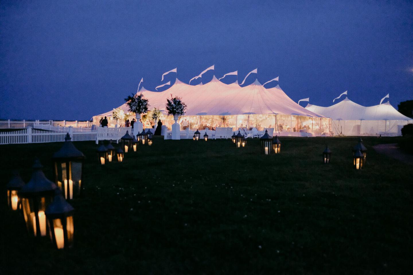 Wedding tent at night