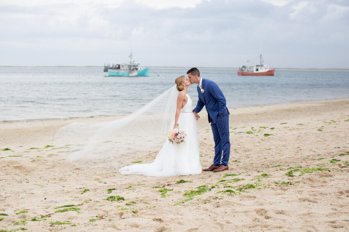Couple kissing on the beach