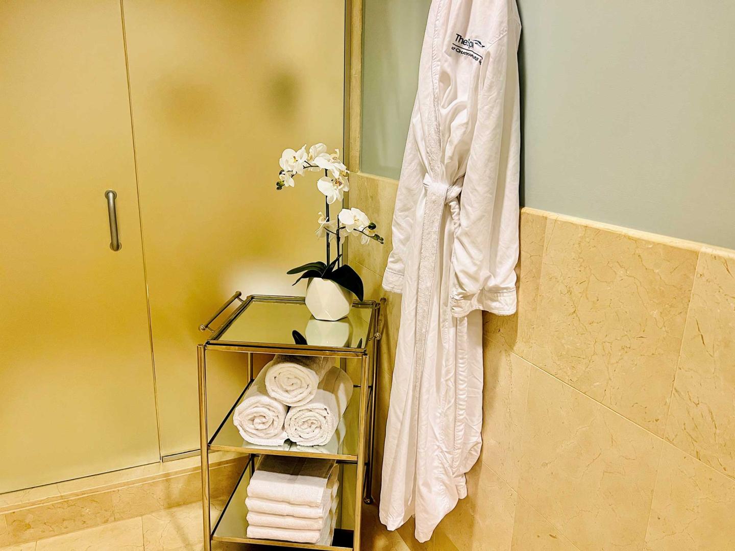 Spa steam shower with robe