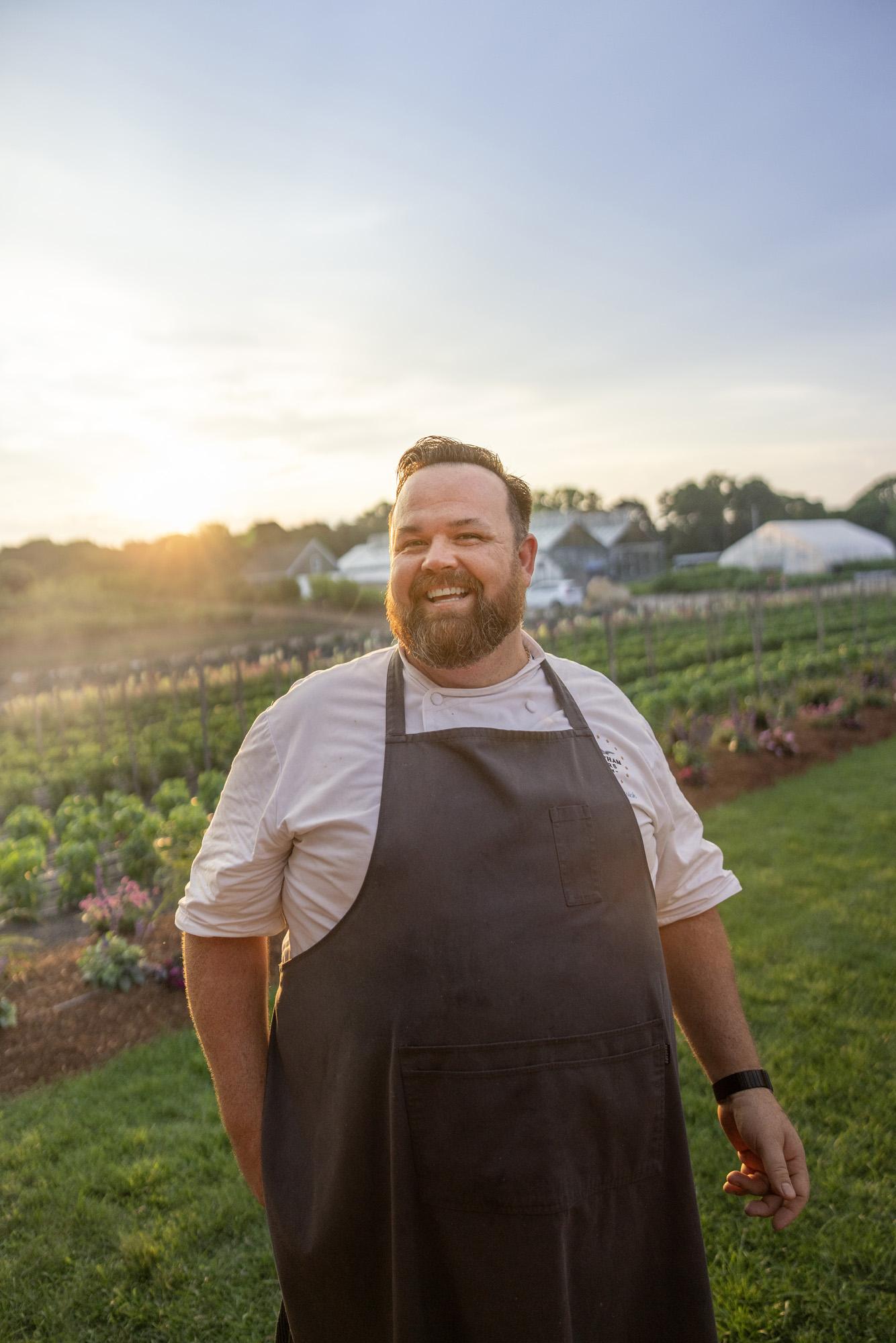 chef Andrew Chadwick at the farm