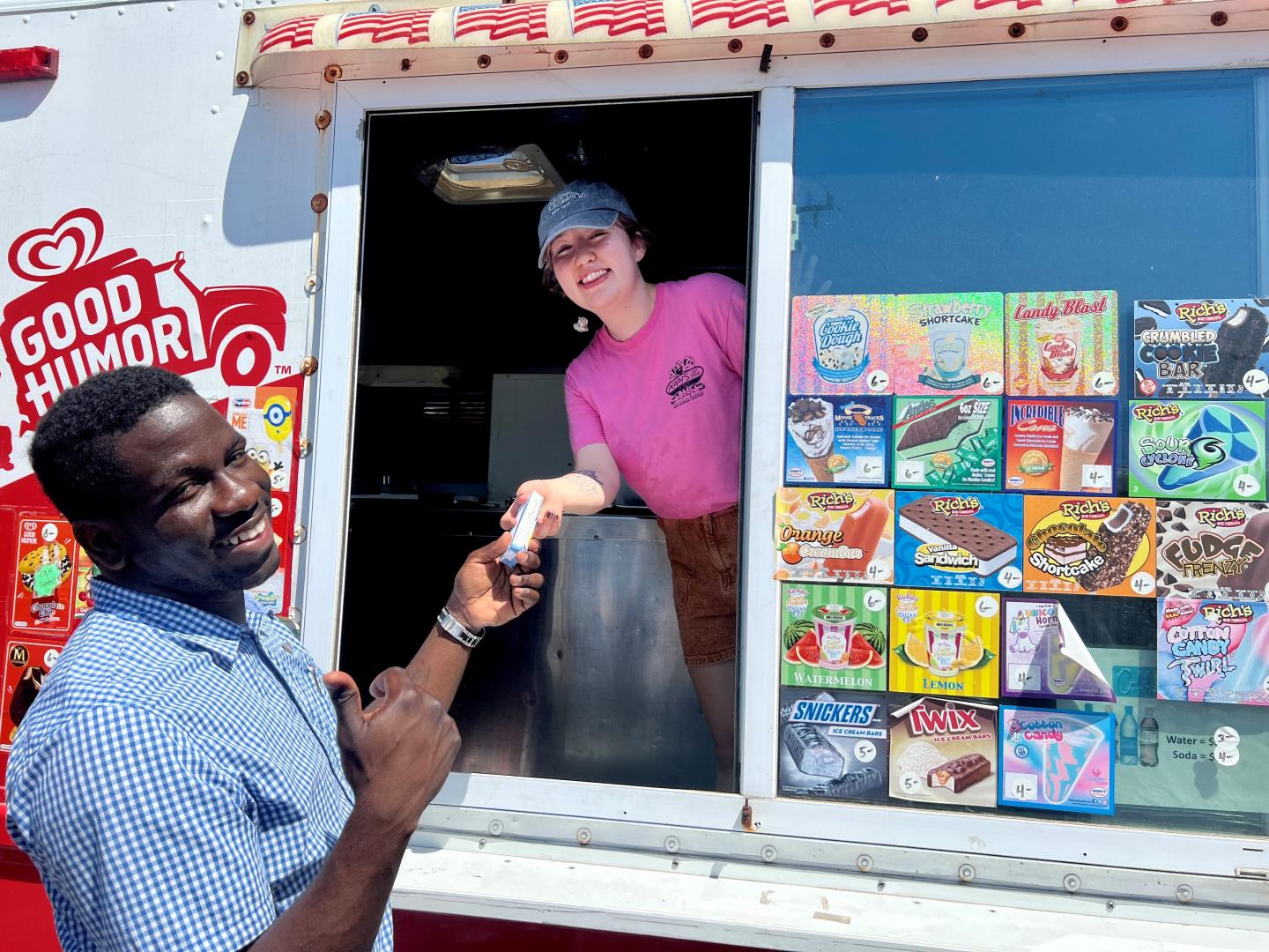 Employee at ice cream truck