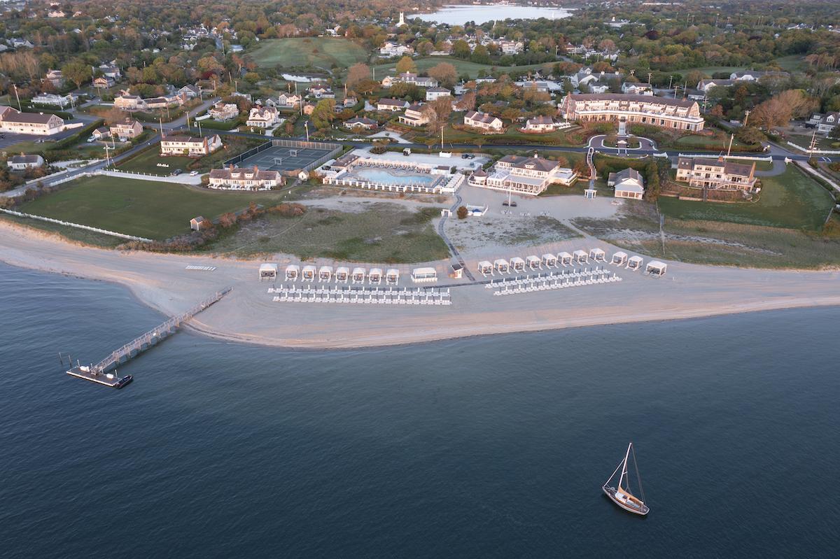 Aerial View of Chatham Bars Inn with Cabanas and Beach